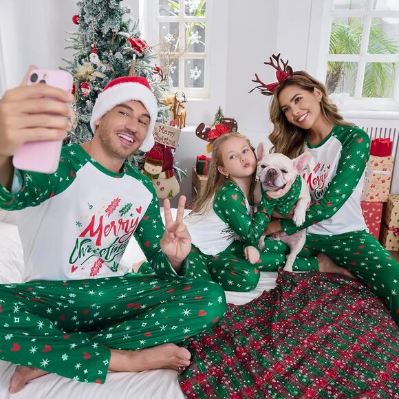 Family Christmas Pajama Sets Long Sleeve Holiday Pjs Matching Couples - Picture 3 of 4